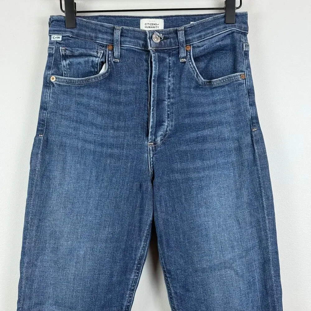 Citizens of Humanity Jolene Jeans Women 27 Blue Denim Button Fly Ankle Straight‎